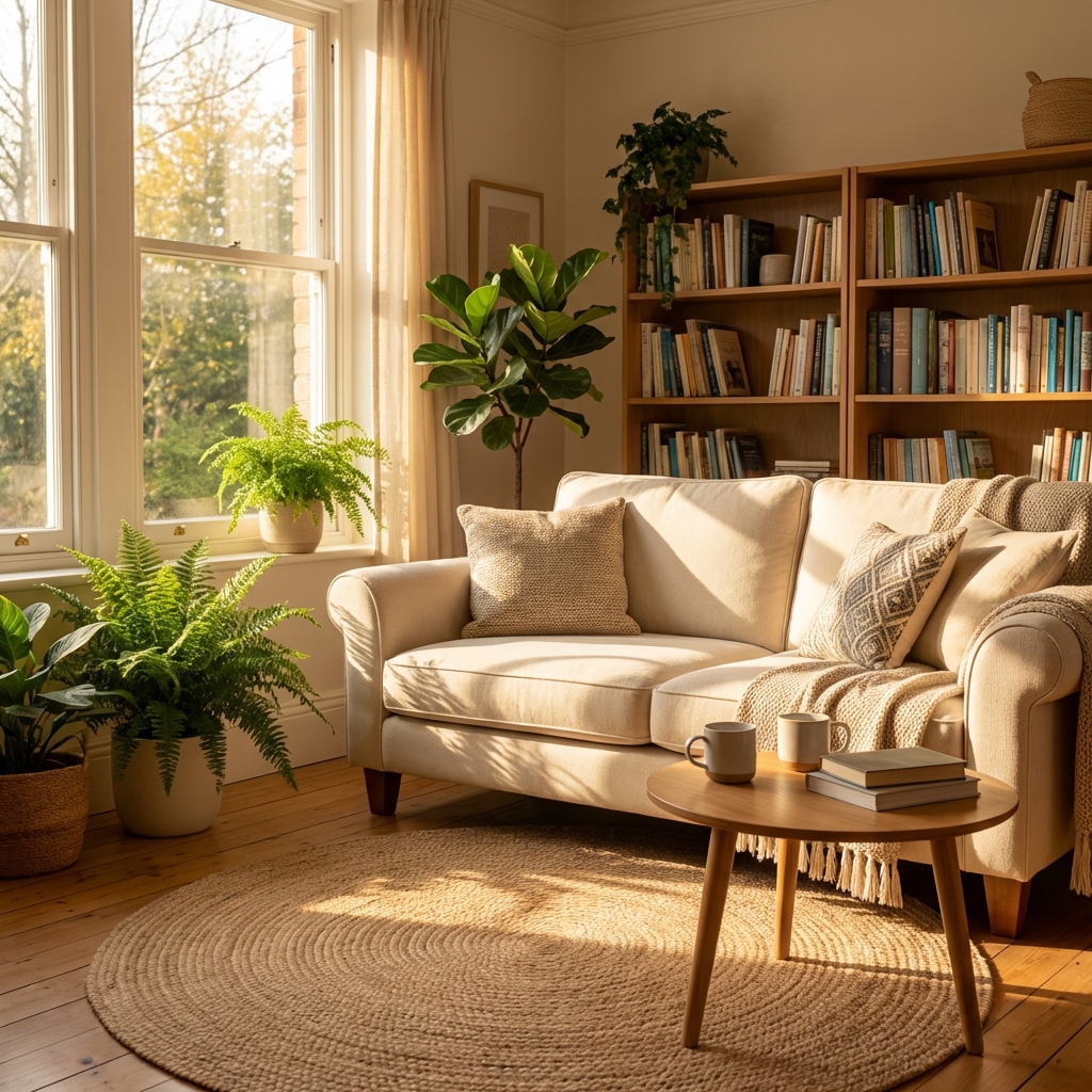 陽の光が差し込む暖かいカウンセリングルーム